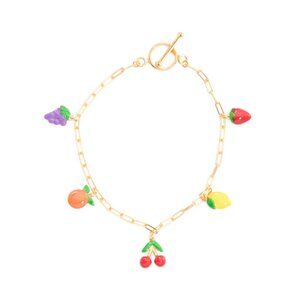 MILOR SILVER Gold Made In Italy Sterling Silver Enamel Fruit Charms Bracelet